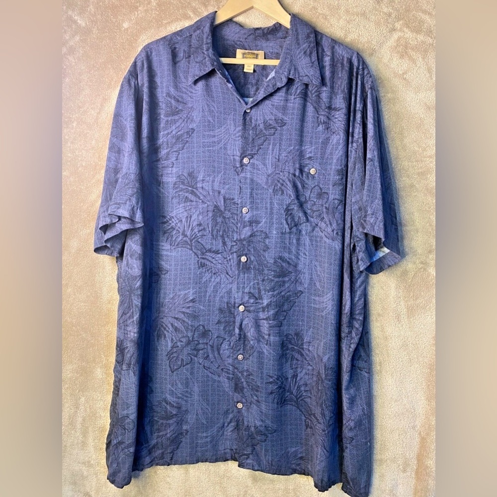 The Foundry Supply Co Button Up Navy Blue Tropical Hawaiian Shirt Mens Size 2XLT